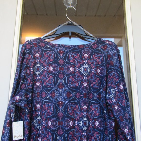 Relist 3/8❌ Mudd sueded flare boho print dress with stretch XL jr - Picture 8 of 15